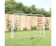 Futbolo vartai, balti, 214x75x152cm, plienas/poliesteris