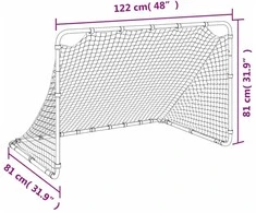 Futbolo vartai, balti, 122x81x81 cm, plienas