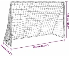 Futbolo vartai su kamuoliais, 2-1, balti, 184x64x124cm, metalas