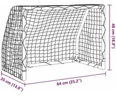 Futbolo vartai su kamuoliu, 2vnt., balti, 64x35x48cm, metalas