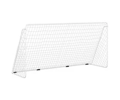 Futbolo vartai su tinklu, balti, 366x122x182cm, plienas