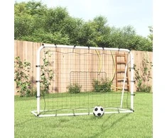 Futbolo atšokimo sienelė, balta/juoda, 184x61x123cm, plienas/PE