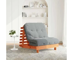 Futono sofa-lova su čiužiniu, vaško ruda, 80x206x11cm, pušis