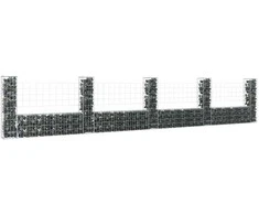 Gabionų krepšiai su 5 kolonomis, 500x20x100cm, geležis