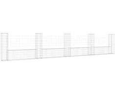 Gabionų krepšiai su 5 kolonomis, 500x20x100cm, geležis