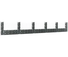 Gabionų krepšiai su 6 kolonomis, 620x20x100cm, geležis