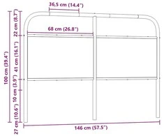 Pakaitinis galvūgalis, ruda ąžuolo, 140cm, apdirbta mediena ir plienas