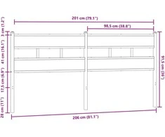 Pakaitinis galvūgalis, ruda ąžuolo, 200cm, apdirbta mediena ir plienas