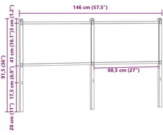 Pakaitinis galvūgalis, ruda ąžuolo spalvos, 140cm, mediena ir plienas