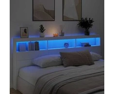 Galvūgalis-spintelė su LED, baltos spalvos, 220x17x102cm
