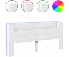 Galvūgalis-spintelė su LED, baltos spalvos, 220x16,5x103,5cm