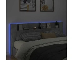 Galvūgalis-spintelė su LED, betono pilkas, 220x16,5x103,5cm