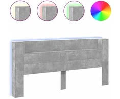 Galvūgalis-spintelė su LED, betono pilkas, 220x16,5x103,5cm