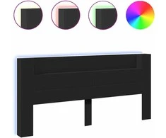 Galvūgalis-spintelė su LED, juodos spalvos, 220x16,5x103,5cm
