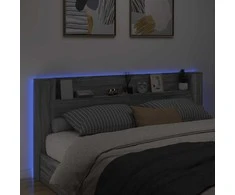 Galvūgalis-spintelė su LED, pilkas ąžuolo, 220x16,5x103,5cm