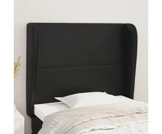 Galvūgalis su auselėmis, juodas, 83x23x118/128cm, dirbtinė oda