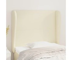 Galvūgalis su auselėmis, kreminis, 83x23x118/128cm, netikra oda