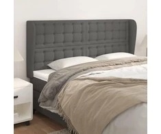 Galvūgalis su auselėmis, pilkas, 183x23x118/128cm, dirbtinė oda