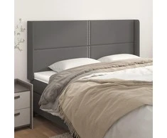Galvūgalis su auselėmis, pilkos, 203x16x118/128cm, dirbtinė oda