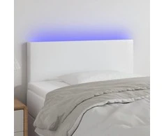 Galvūgalis su LED, baltos spalvos, 100x5x78/88cm, dirbtinė oda