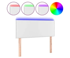 Galvūgalis su LED, baltos spalvos, 100x5x78/88cm, dirbtinė oda