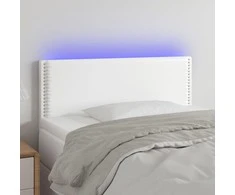 Galvūgalis su LED, baltos spalvos, 100x5x78/88cm, dirbtinė oda