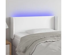 Galvūgalis su LED, baltos spalvos, 103x16x78/88cm, dirbtinė oda