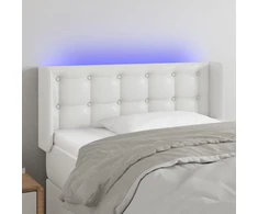 Galvūgalis su LED, baltos spalvos, 103x16x78/88cm, dirbtinė oda