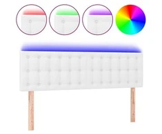 Galvūgalis su LED, baltos spalvos, 144x5x78/88cm, dirbtinė oda