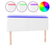 Galvūgalis su LED, baltos spalvos, 144x5x78/88cm, dirbtinė oda