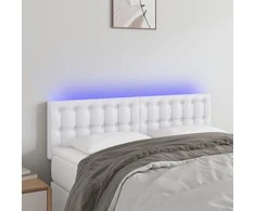 Galvūgalis su LED, baltos spalvos, 144x5x78/88cm, dirbtinė oda