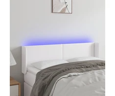 Galvūgalis su LED, baltos spalvos, 147x16x78/88cm, dirbtinė oda