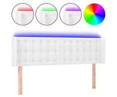 Galvūgalis su LED, baltos spalvos, 147x16x78/88cm, dirbtinė oda