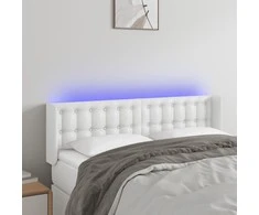 Galvūgalis su LED, baltos spalvos, 147x16x78/88cm, dirbtinė oda