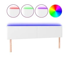 Galvūgalis su LED, baltos spalvos, 160x5x78/88cm, dirbtinė oda