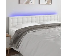 Galvūgalis su LED, baltos spalvos, 160x5x78/88cm, dirbtinė oda