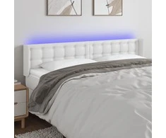 Galvūgalis su LED, baltos spalvos, 163x16x78/88cm, dirbtinė oda