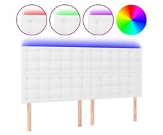 Galvūgalis su LED, baltos spalvos, 180x5x118/128cm dirbtinė oda