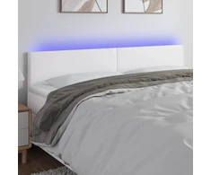 Galvūgalis su LED, baltos spalvos, 180x5x78/88cm, dirbtinė oda