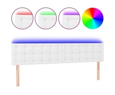 Galvūgalis su LED, baltos spalvos, 180x5x78/88cm, dirbtinė oda