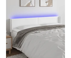 Galvūgalis su LED, baltos spalvos, 183x16x78/88cm, dirbtinė oda