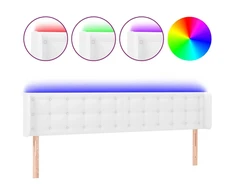 Galvūgalis su LED, baltos spalvos, 183x16x78/88cm, dirbtinė oda