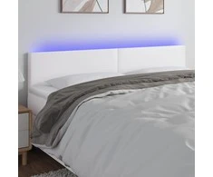 Galvūgalis su LED, baltos spalvos, 200x5x78/88cm, dirbtinė oda