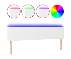 Galvūgalis su LED, baltos spalvos, 200x5x78/88cm, dirbtinė oda
