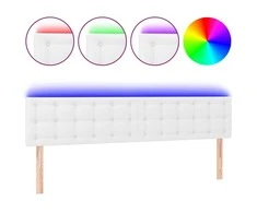 Galvūgalis su LED, baltos spalvos, 200x5x78/88cm, dirbtinė oda