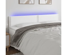 Galvūgalis su LED, baltos spalvos, 200x5x78/88cm, dirbtinė oda