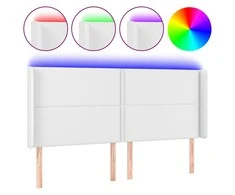 Galvūgalis su LED, baltos spalvos, 203x16x118/128 cm