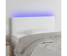Galvūgalis su LED, baltos spalvos, 80x5x78/88cm, dirbtinė oda