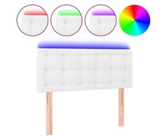 Galvūgalis su LED, baltos spalvos, 80x5x78/88cm, dirbtinė oda