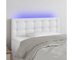 Galvūgalis su LED, baltos spalvos, 80x5x78/88cm, dirbtinė oda